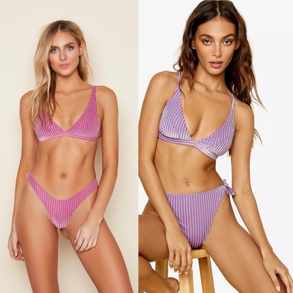 NWT Dippin Daisy’s rainbow velvet carnival bikini top seaport thong size  XS set - Picture 9 of 9